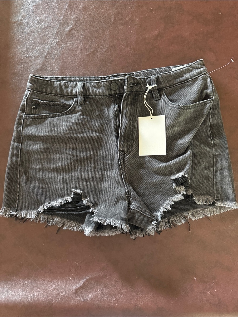 Kancan’s Women’s Washed Black Distressed Denim Shorts size 11